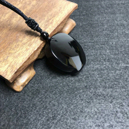 Natural Obsidian Necklace, Raptor Pendant, Crystal Necklace Pendant