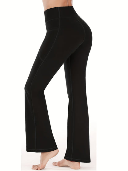 Seamless  Flared Leggings For Women, High Waist Pants With Pockets