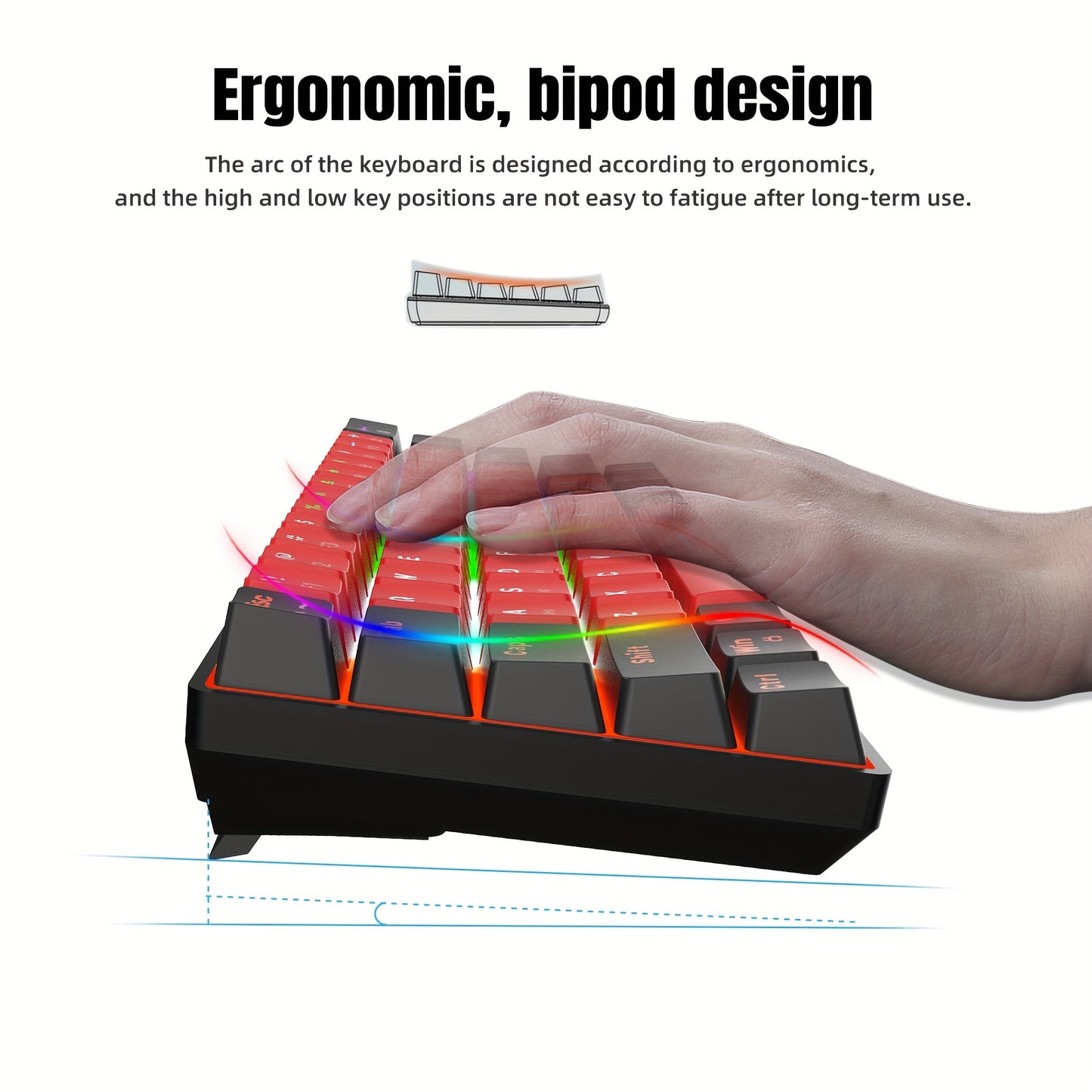 61-Key Mechanical Wired Mechanical Gaming Keyboard, Blue Light Keyboard