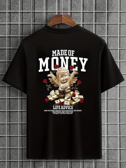 Mens Graphic Crew Neck T-Shirt - Casual Comfy "Made Of Money"
