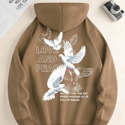Hoodies Men, 'Love And Peace' Graphic Hoodie, Men’s  Pullover Hooded Sweatshirt