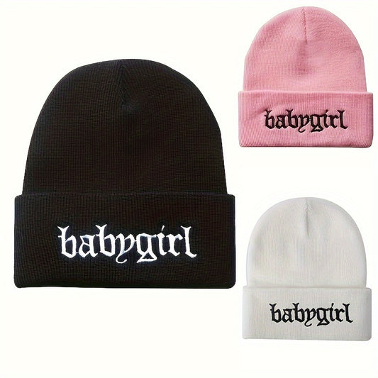 Graphic Beanie Solid Color Trendy Hats Coldproof Skull Cap Warm Beanies