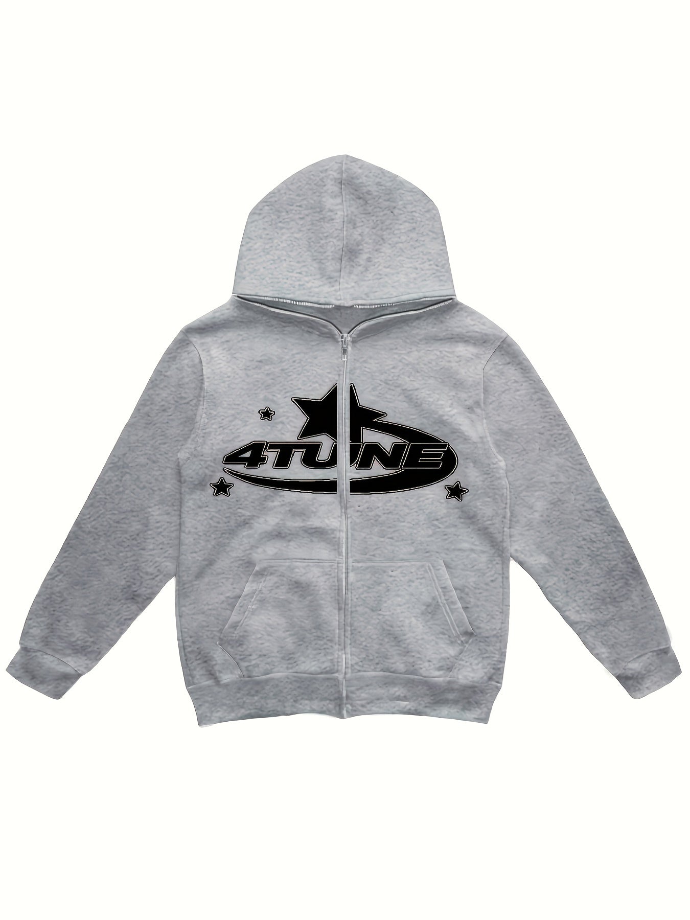 Y2K Letter & Star Print Sweatshirt, Long Sleeve Crew Neck Zip Up Hoodies Sweatshirts, Women's Clothing