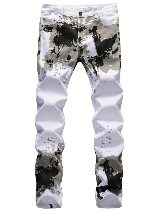 Camouflage Jeans, Casual Mid Stretch Breathable Straight Leg Slim Fit