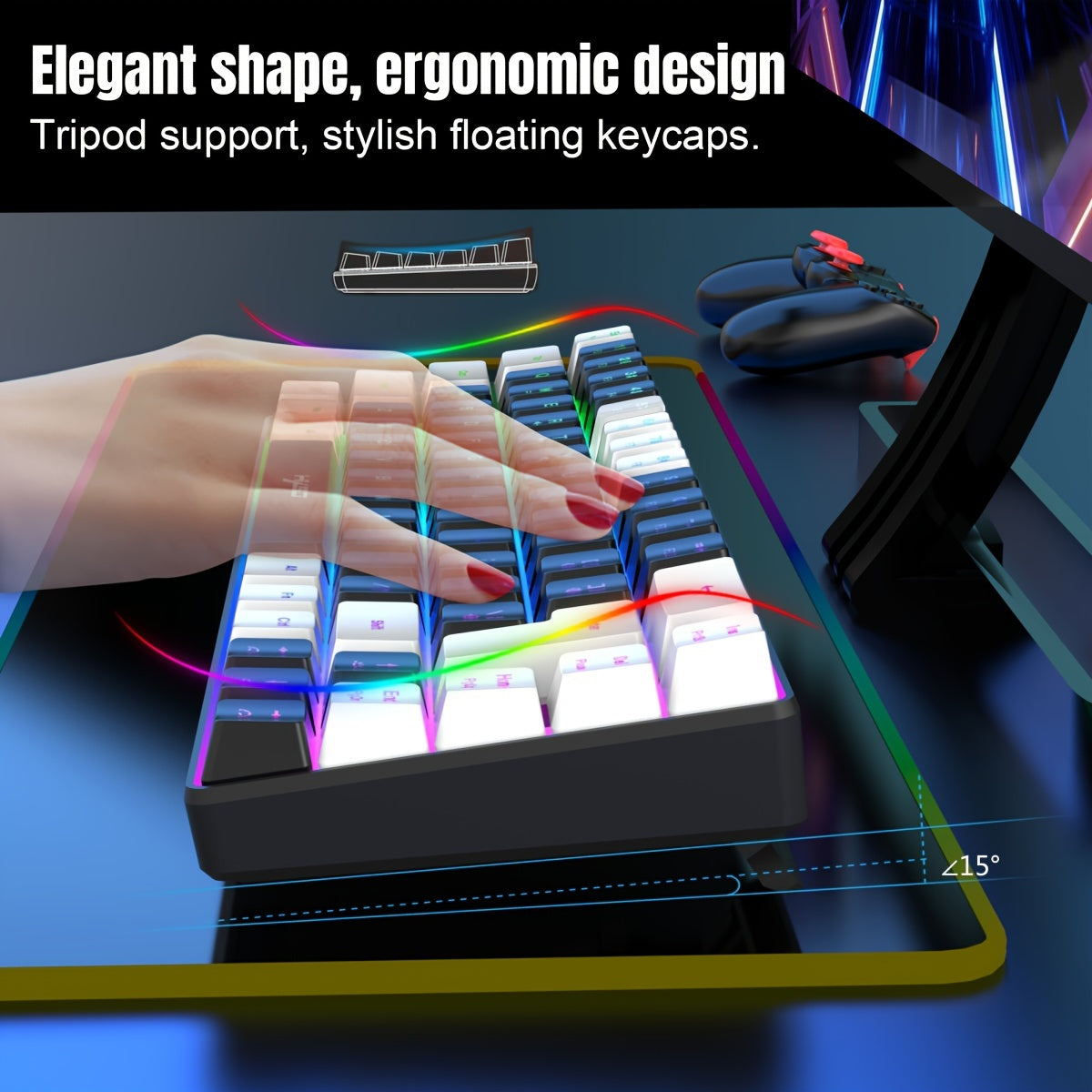 Wired Gaming Keyboard and Mouse Set, 68 Keys with RGB Backlight, Optical Mouse, USB Plug