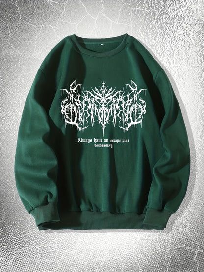 Mens Y2k Skeleton Thorns Graphic Sweatshirt - Comfortable Stretch Pullover