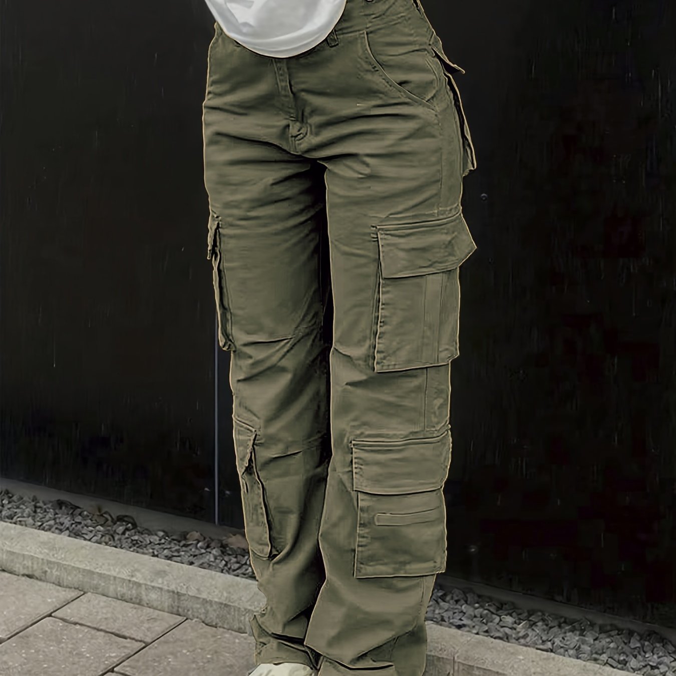 Women's High-Waist Wide-Leg Cargo Jeans with Flap Pockets - Casual Street Style, Y2K Retro Denim, Loose Fit,