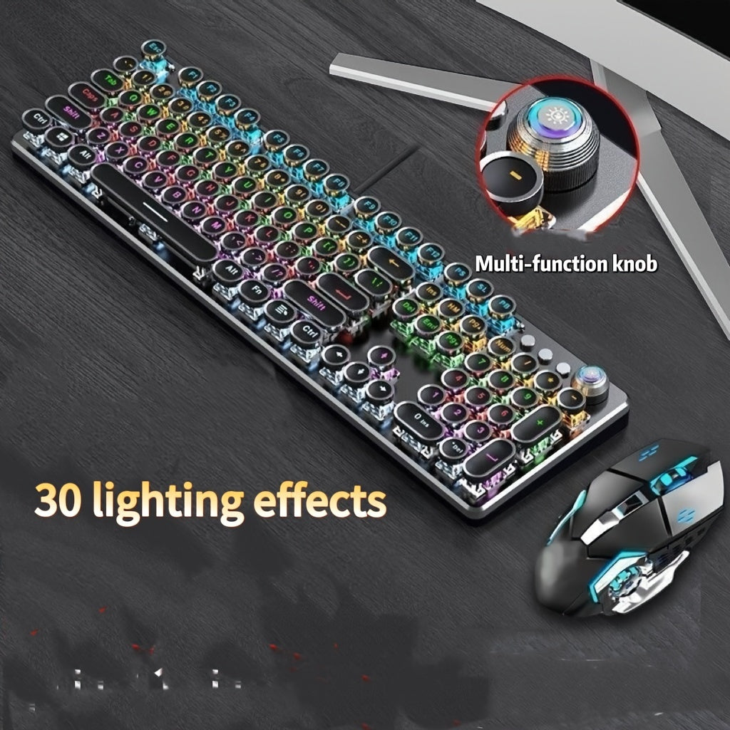 34 Kinds Of Lighting Effects, Real Mechanical Keyboard, Mouse, High Looks, USB, Wired