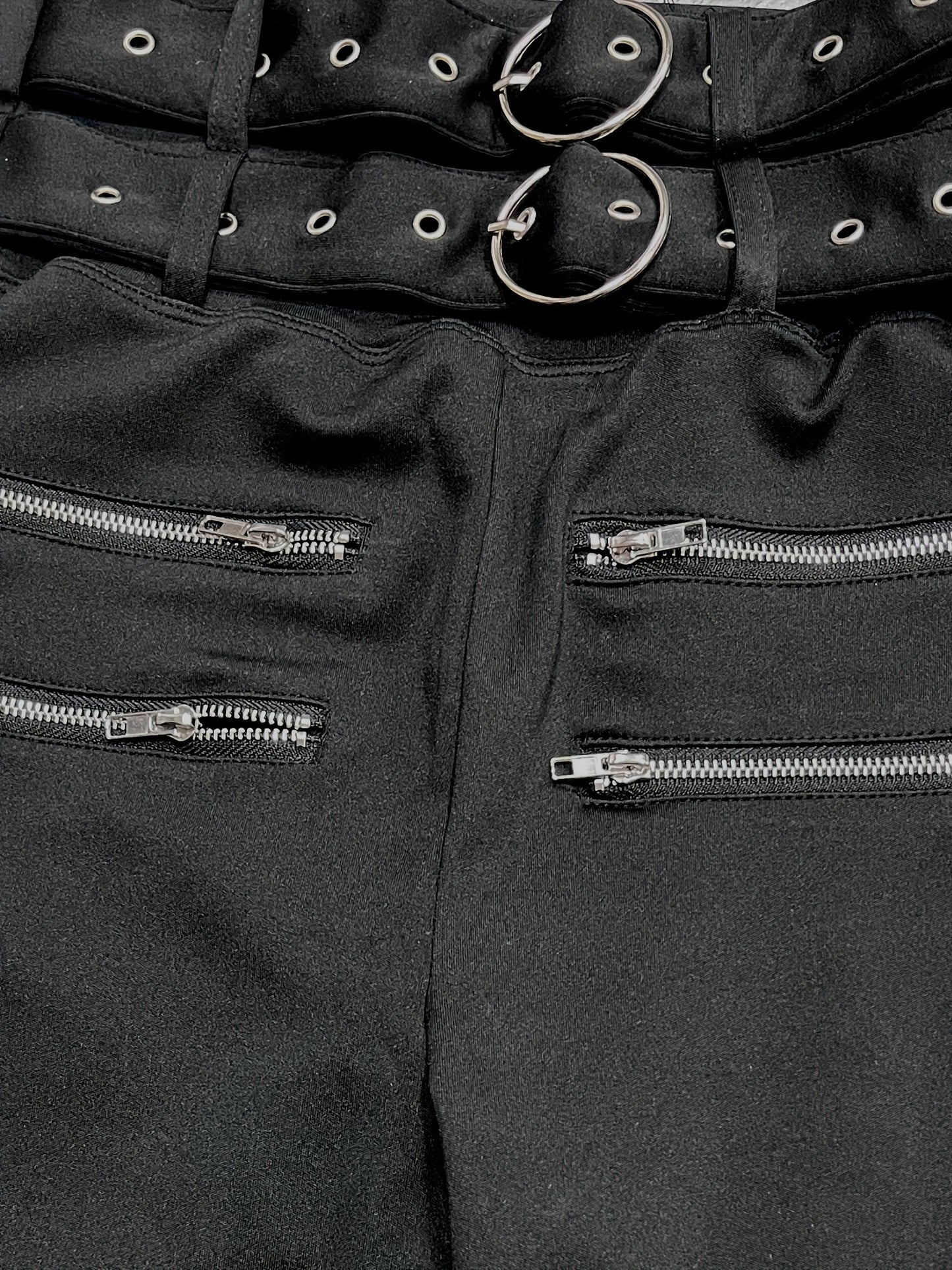 Women's High-Waisted Wide-Leg Trousers - Belted Full-Length Pants with Double Zipper