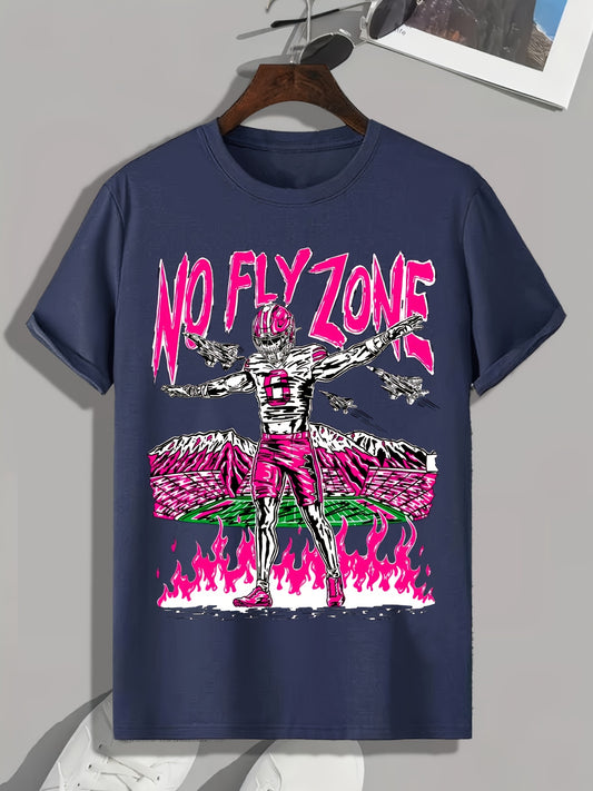 NO FLY ZONE Men's Graphic T-Shirt - Casual Short Sleeve Crew Neck Tee