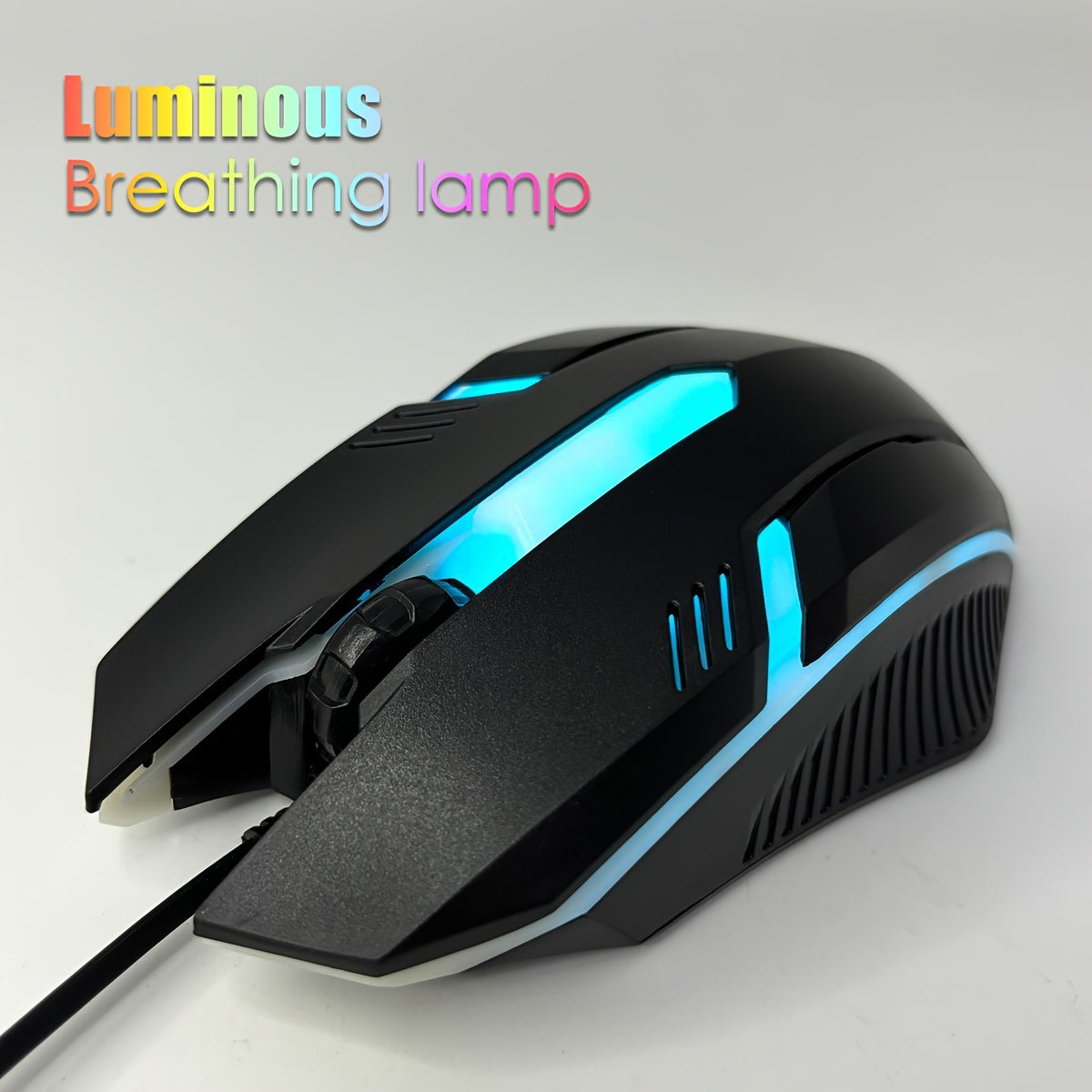 Rainbow Backlit Wired Gaming Keyboard and Mouse Set, 19-Key Rollover, Adjustable Brightness, 2 Lighting Modes, Ergonomic Design, Hotkeys, Media Keys, USB Powered, No Battery