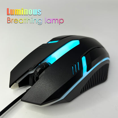 Rainbow Backlit Wired Gaming Keyboard and Mouse Set, 19-Key Rollover, Adjustable Brightness, 2 Lighting Modes, Ergonomic Design, Hotkeys, Media Keys, USB Powered, No Battery