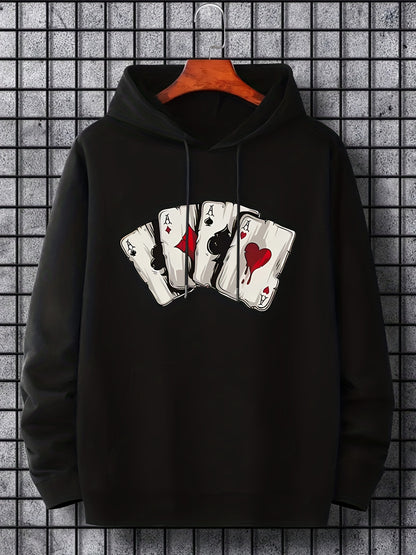 Ace Playing Card Graphic Men's Hoodie - Comfortable