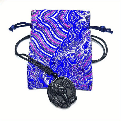 Natural Obsidian Necklace, Raptor Pendant, Crystal Necklace Pendant