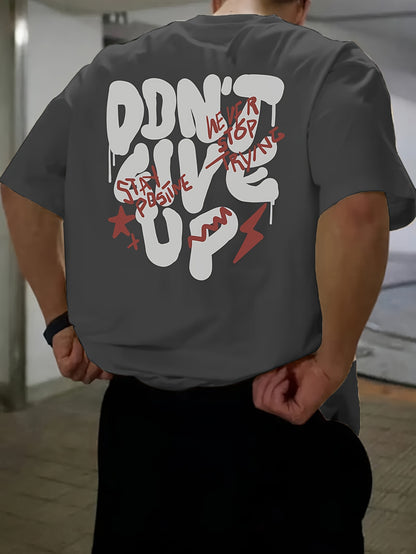 Men's Don'T Give Up Graphic T-shirt, Short Sleeve Crew Neck Tee
