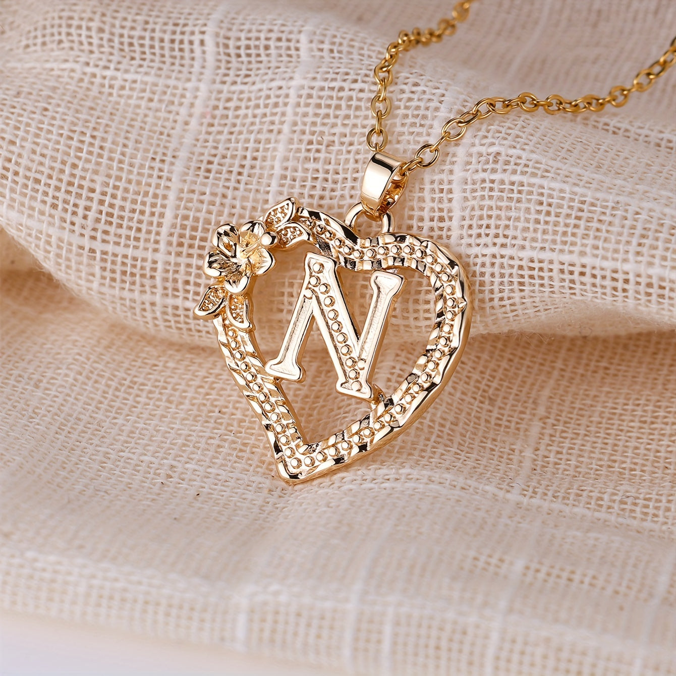 Palace Style Love Flower Letter Pendant Necklace - One 26 Letter Necklaces A-Z Capital Letter
