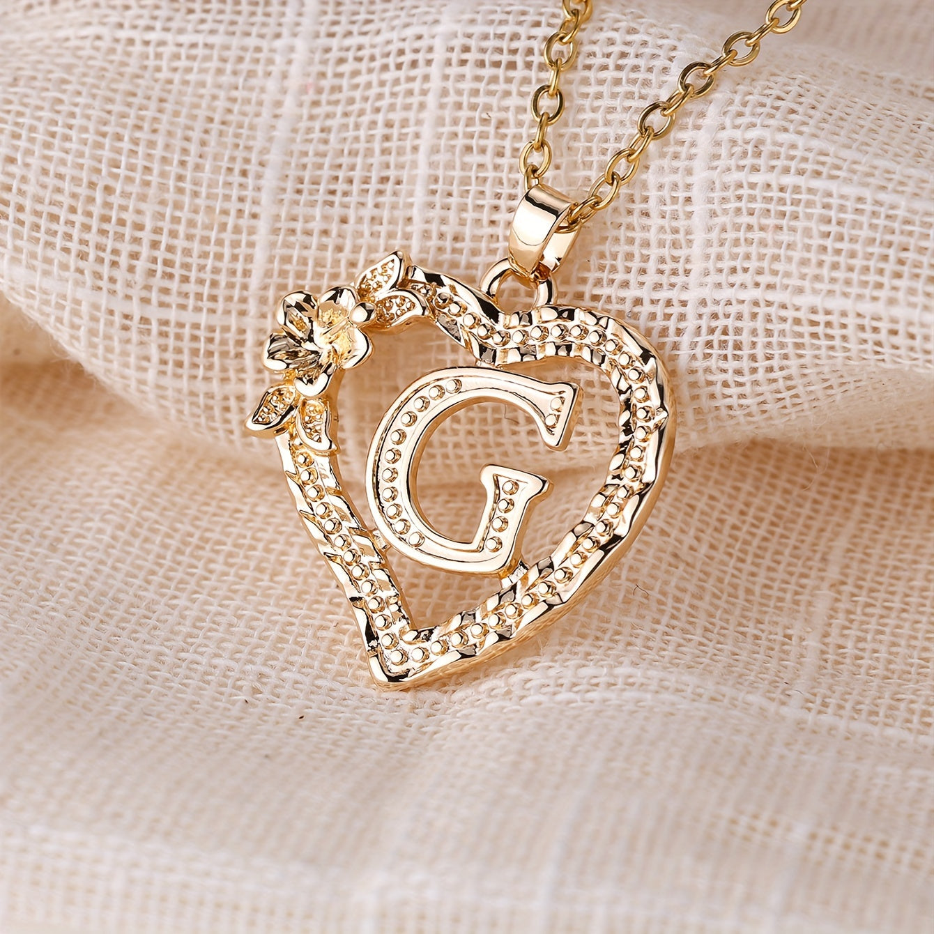 Palace Style Love Flower Letter Pendant Necklace - One 26 Letter Necklaces A-Z Capital Letter