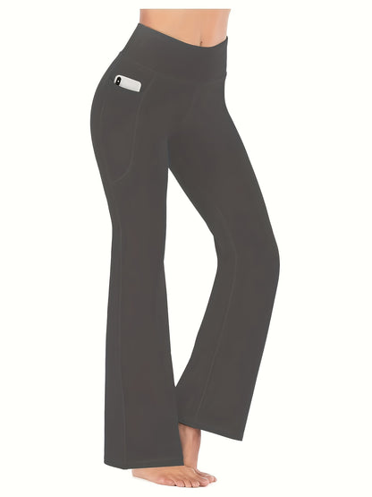 Seamless  Flared Leggings For Women, High Waist Pants With Pockets