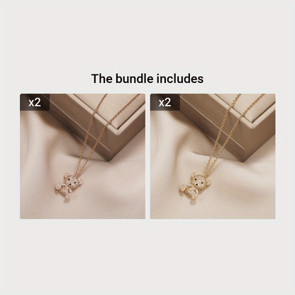 Vibrant Full Rhinestone Bear Pendant Necklace - Y2K Inspired Jewelry