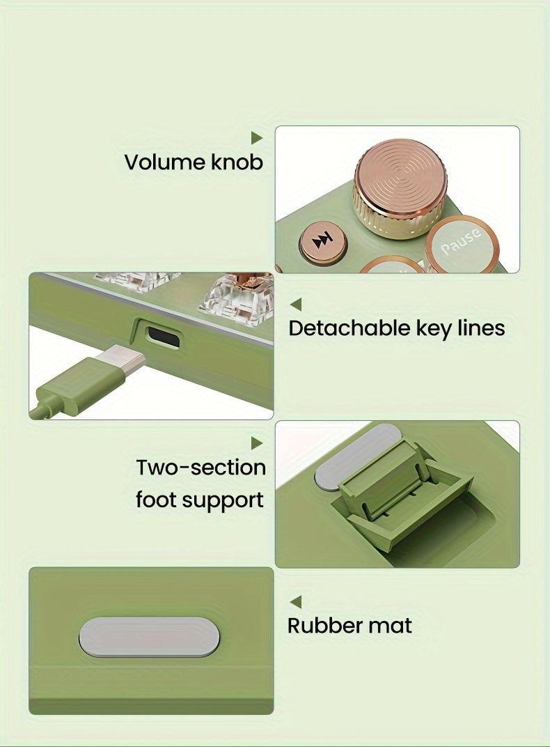 Typewriter Mechanical Gaming Keyboard, All-Metal Panel 104Keys Wired Retro Round Keycaps with LED Backlit USB Wired