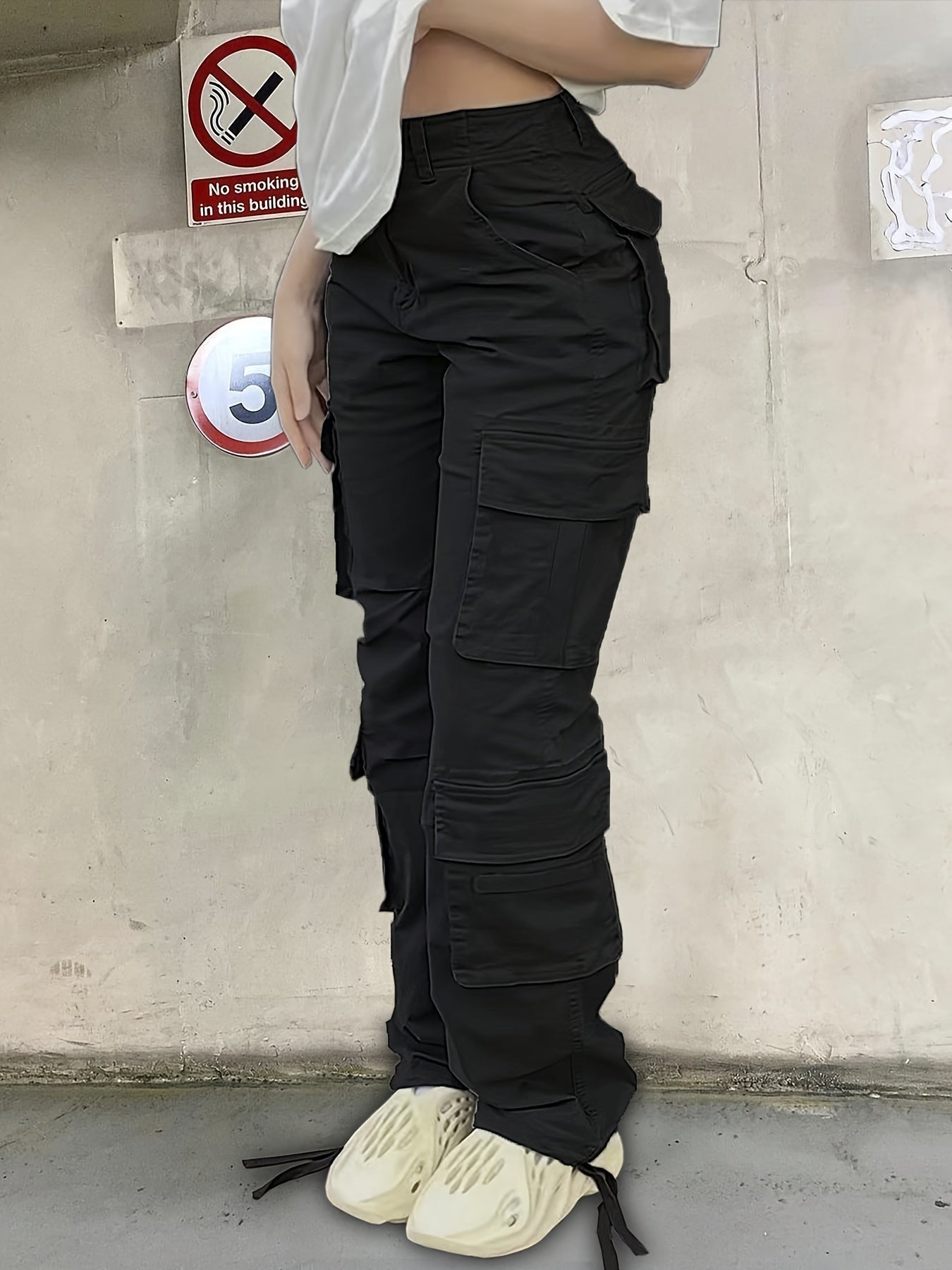 Women's High-Waist Wide-Leg Cargo Jeans with Flap Pockets - Casual Street Style, Y2K Retro Denim, Loose Fit,