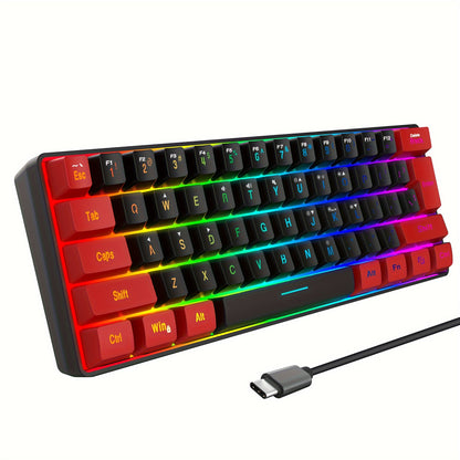 Wired Gaming Keyboard, Small RGB Backlit  Gaming Keyboard, Ultra-Compact Mini Keyboard