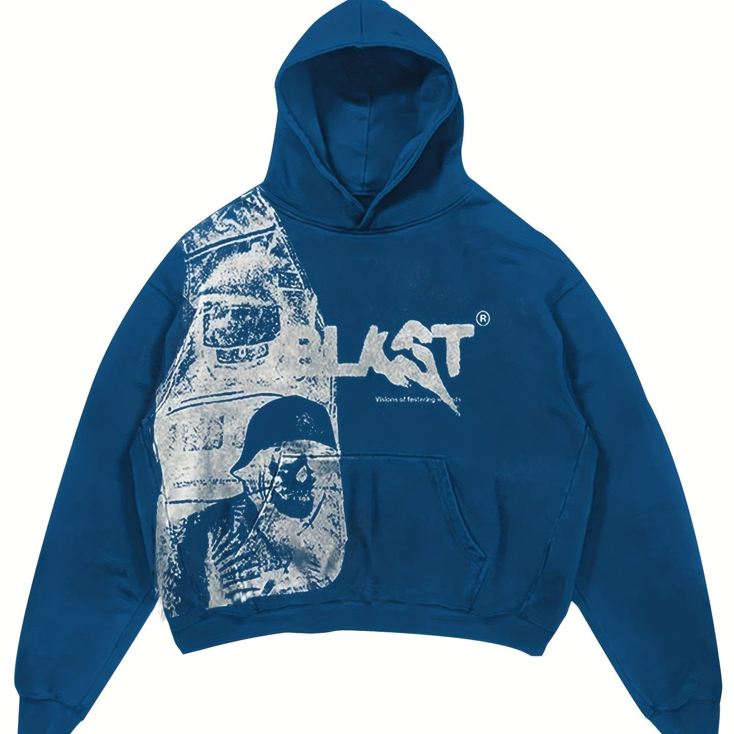 Y2K Style Hooded Pullover Sweatshirt with Kangaroo Pocket, Long Sleeve Polyester