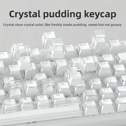 Crystal Keycaps Small Transparent Pudding Crystal Keycaps Engraved, Suitable for Mechanical Keyboards,