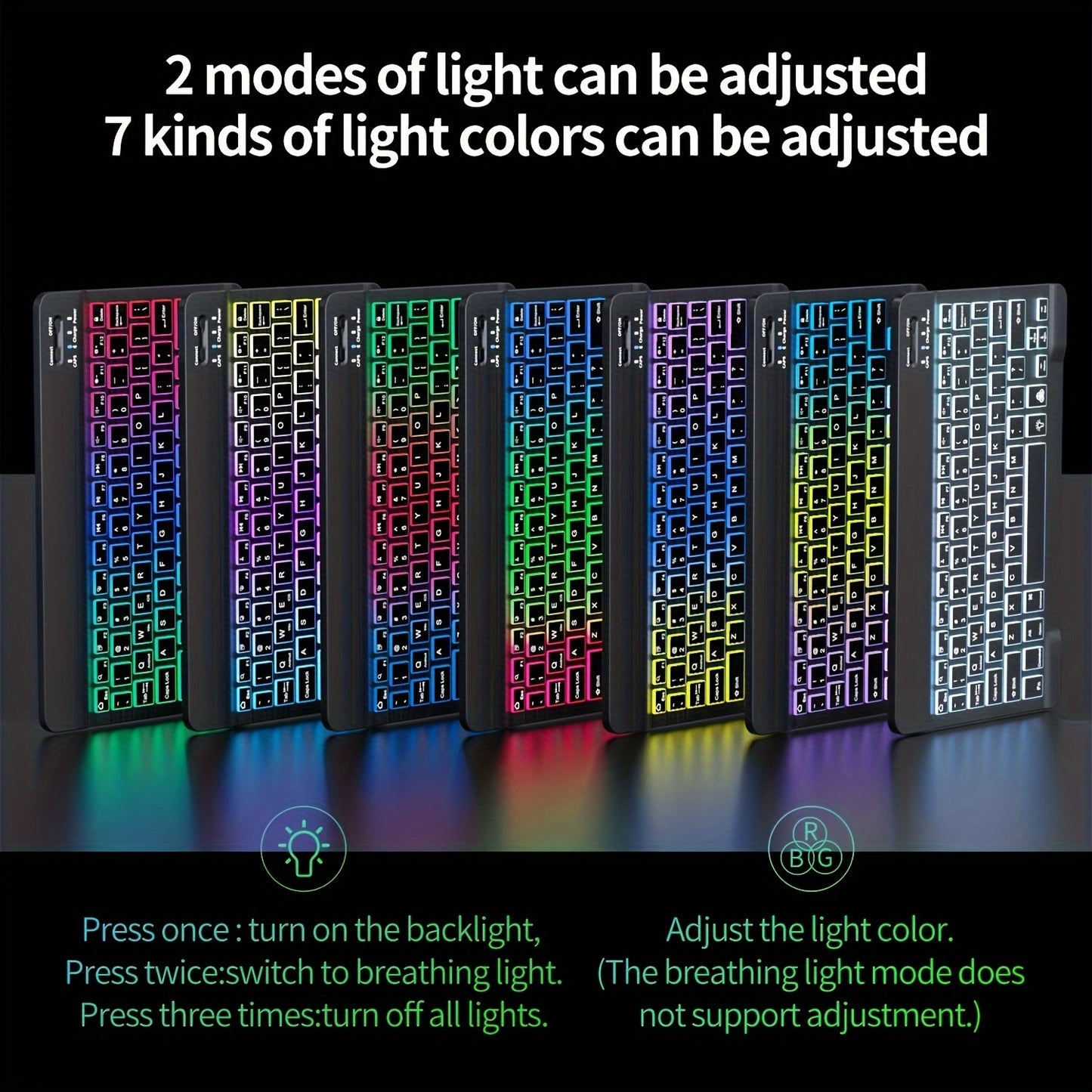 Rainbow RGB Wireless Keyboard - Rechargeable Wireless Keyboard