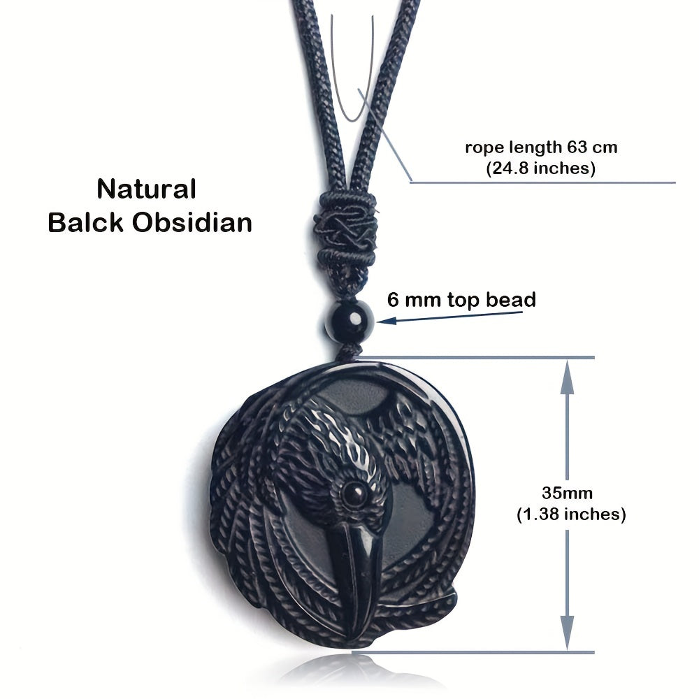 Natural Obsidian Necklace, Raptor Pendant, Crystal Necklace Pendant