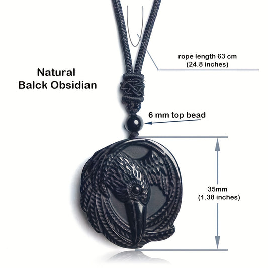 Natural Obsidian Necklace, Raptor Pendant, Crystal Necklace Pendant