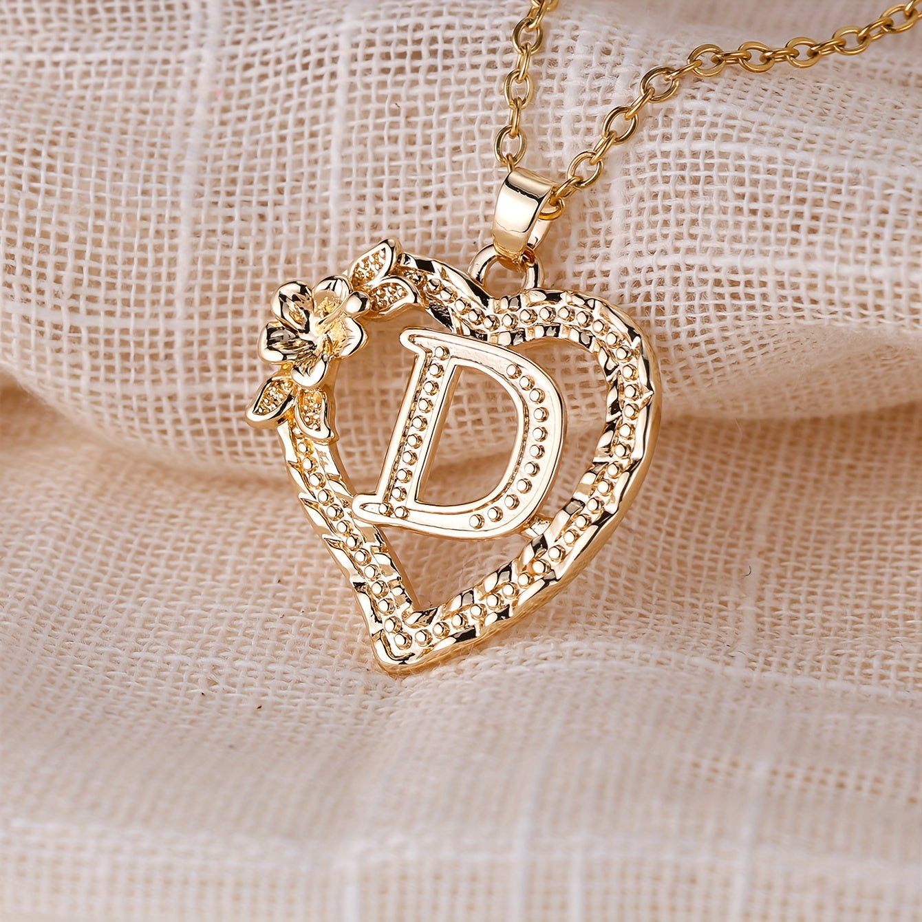 Palace Style Love Flower Letter Pendant Necklace - One 26 Letter Necklaces A-Z Capital Letter