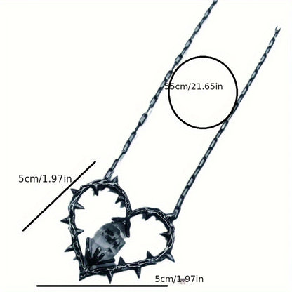 1pc Dark Witch Heart Thorn Pendant Necklace Small Thorn Clavicle Chain