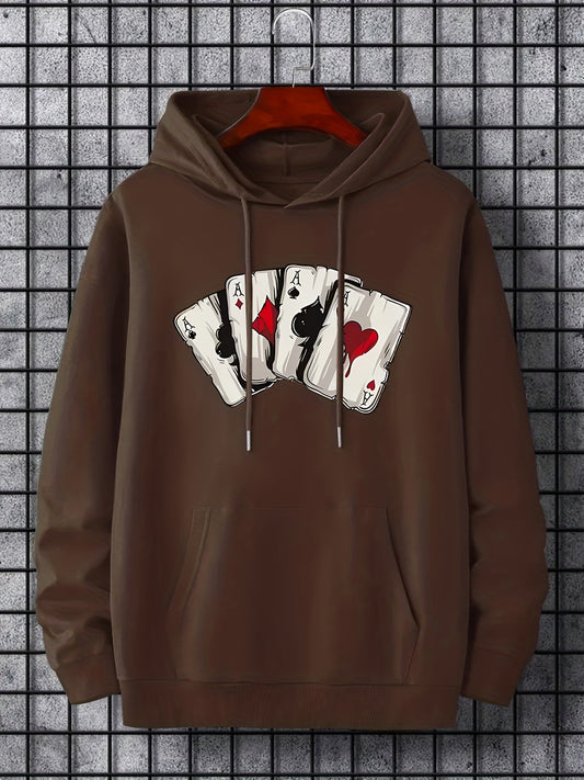 Ace Playing Card Graphic Men's Hoodie - Comfortable