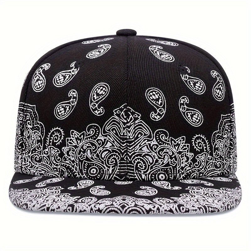 Vibrant  Paisley Print Snapback Hat Classic Solid ColorAdjustable Strap and Lightweight Design