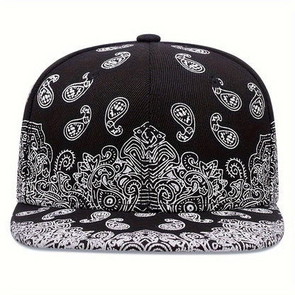 Vibrant  Paisley Print Snapback Hat Classic Solid ColorAdjustable Strap and Lightweight Design