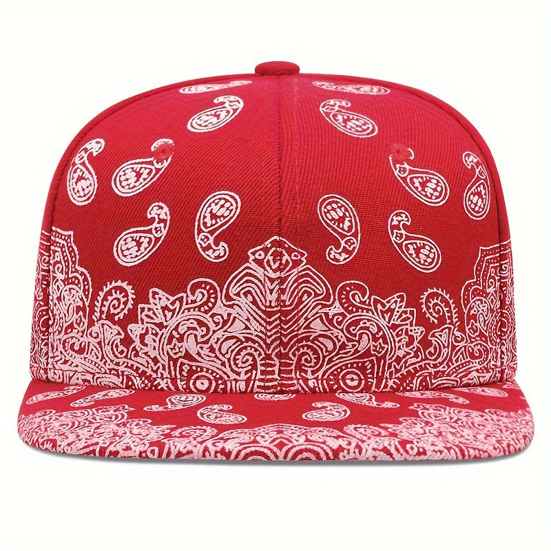 Vibrant  Paisley Print Snapback Hat Classic Solid ColorAdjustable Strap and Lightweight Design