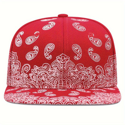 Vibrant  Paisley Print Snapback Hat Classic Solid ColorAdjustable Strap and Lightweight Design