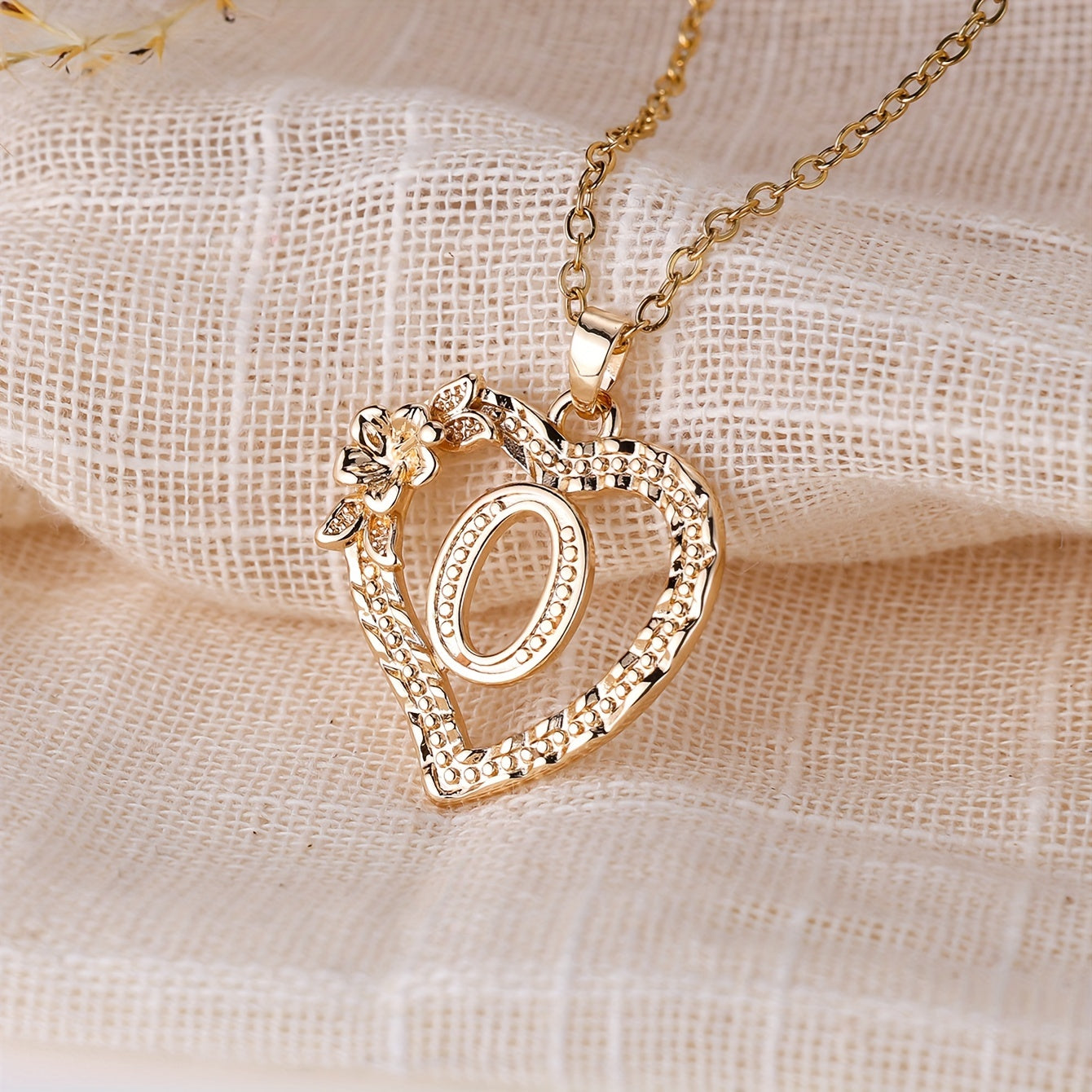 Palace Style Love Flower Letter Pendant Necklace - One 26 Letter Necklaces A-Z Capital Letter