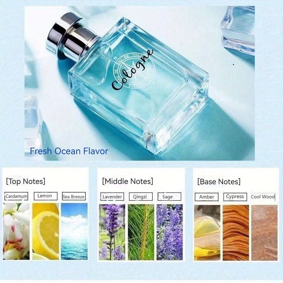 50ml Ocean Pheromones Cologne - Long-Lasting, Light, Fresh, Natural Fragrance for Men,  1.7 Fl. Oz