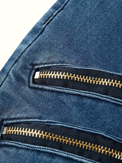 Stretchy Slim Fit Ripped Biker Jeans - Soft, Breathable, Distressed Denim Pants with Elastic Waistband for Men's Casual Street Style Fashion - Perfect for Spring and Fall Seasons