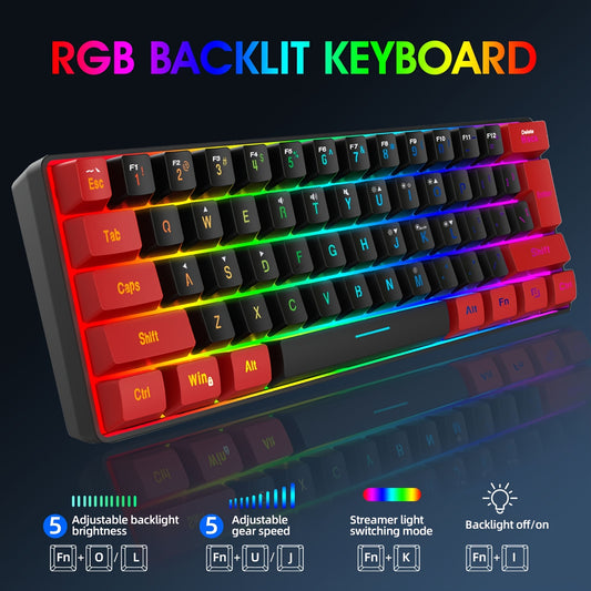 Wired Gaming Keyboard, Small RGB Backlit  Gaming Keyboard, Ultra-Compact Mini Keyboard