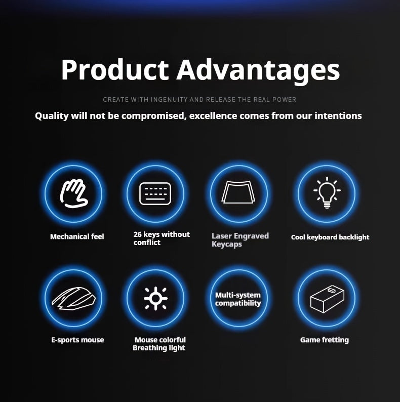 Silent Wired Gaming Keyboard, 104-Key Full Size Rainbow LED Backlit, Quiet Typing