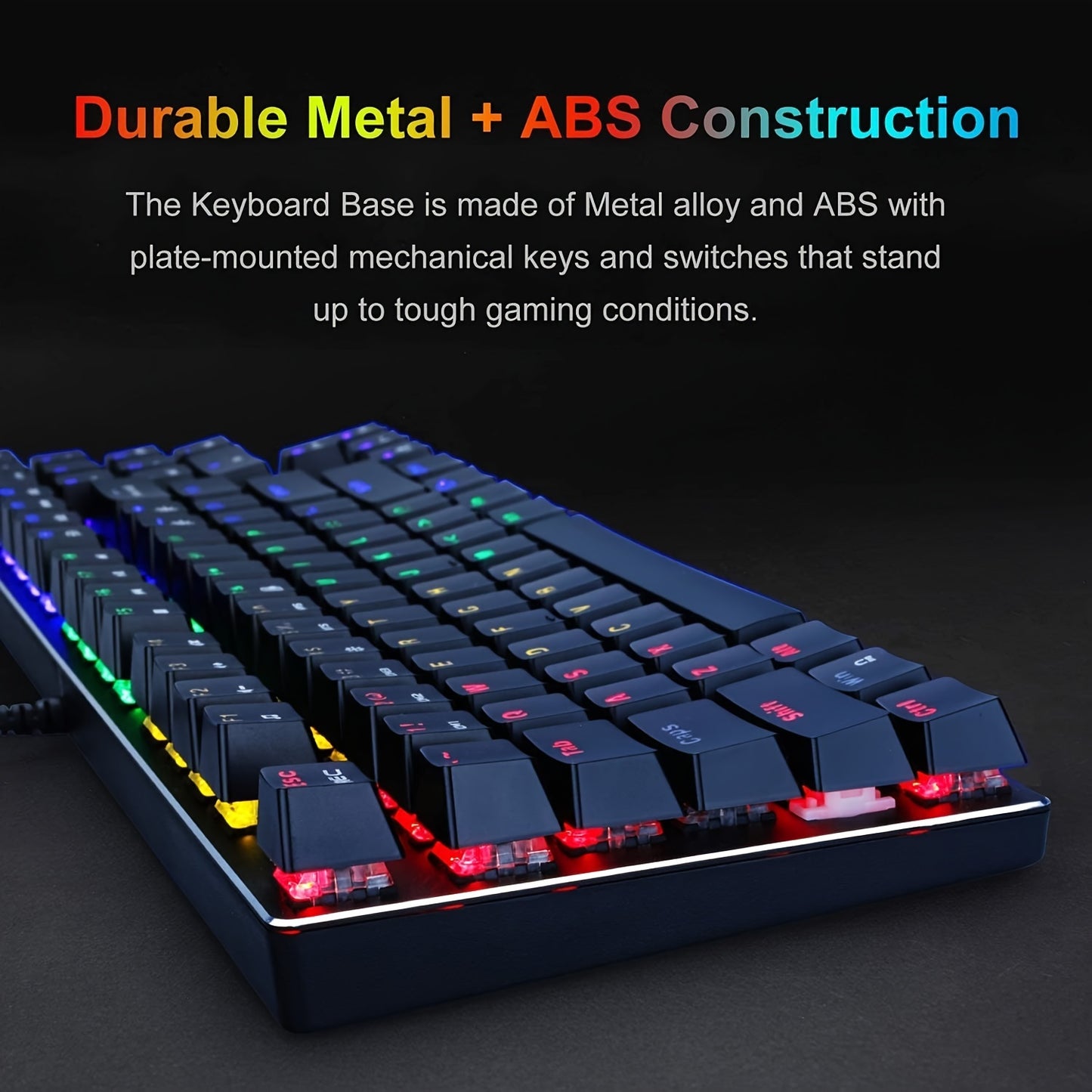 Mechanical Gaming Keyboard, Compact 89 Keys RGB Backlit