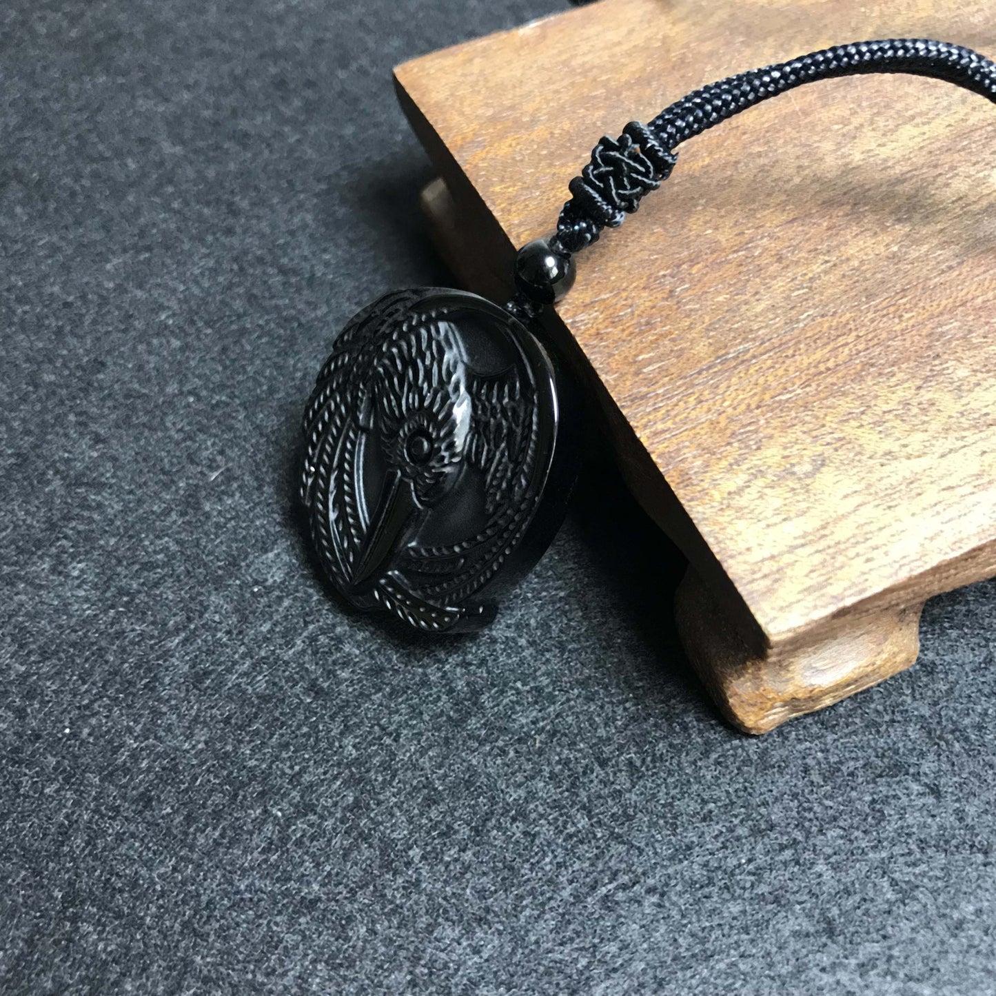 Natural Obsidian Necklace, Raptor Pendant, Crystal Necklace Pendant