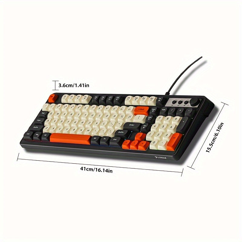 Wired Gaming Keyboard with Rainbow Backlit, Portable Black Keyboard for-98 Keys