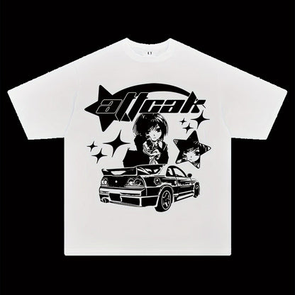 Y2K Graphic T-shirt, Short Sleeve Crew Neck Top