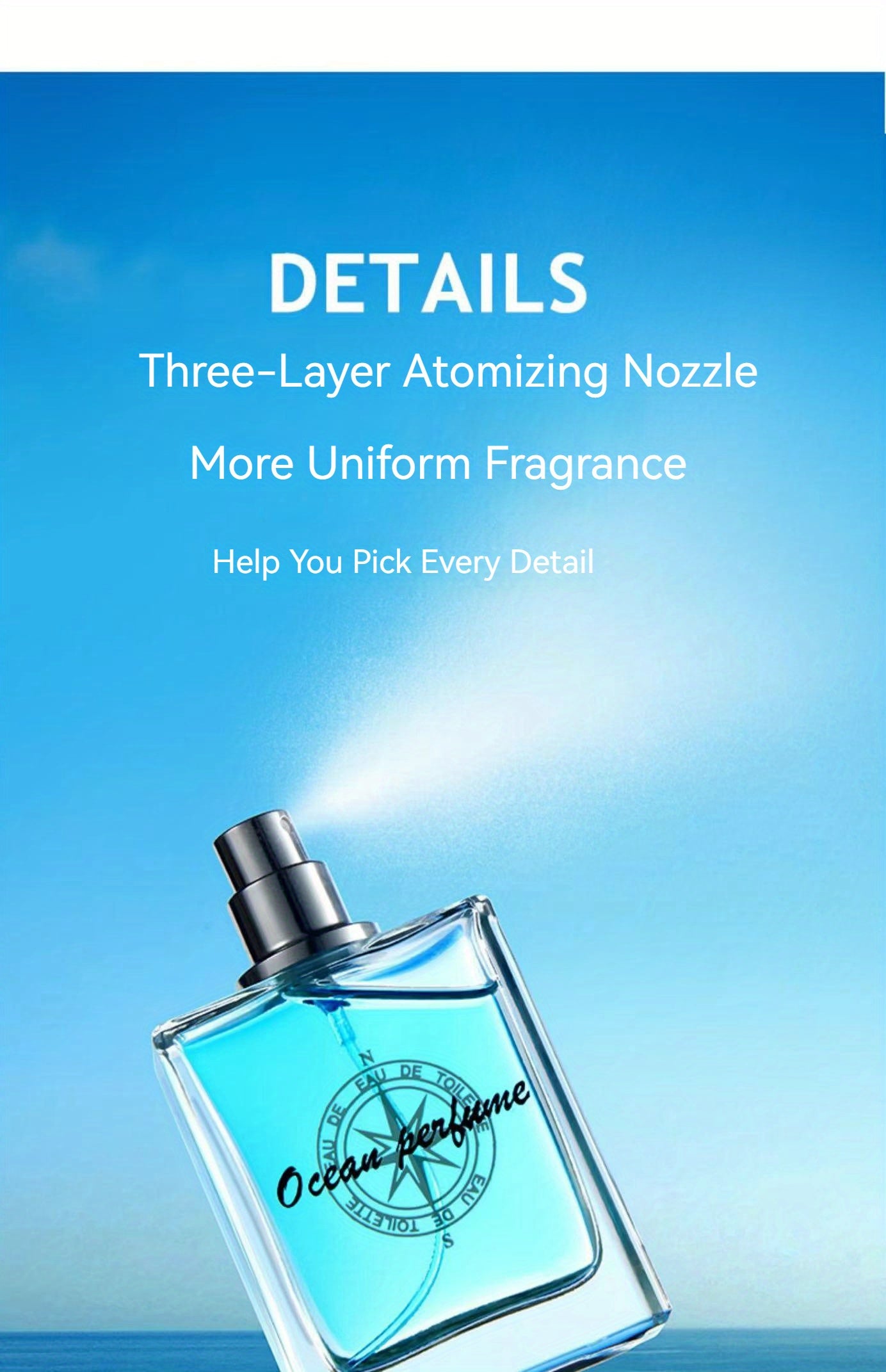 50ml Ocean Pheromones Cologne - Long-Lasting, Light, Fresh, Natural Fragrance for Men,  1.7 Fl. Oz