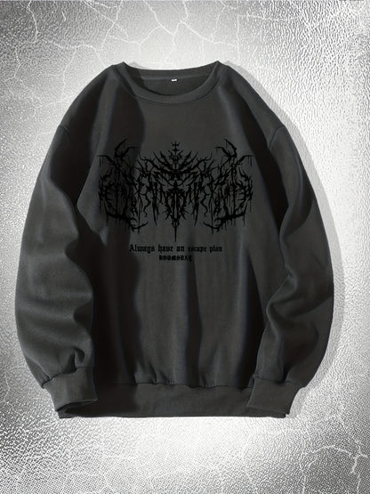 Mens Y2k Skeleton Thorns Graphic Sweatshirt - Comfortable Stretch Pullover