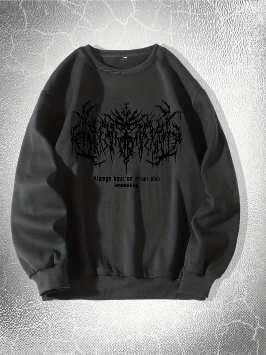 Mens Y2k Skeleton Thorns Graphic Sweatshirt - Comfortable Stretch Pullover